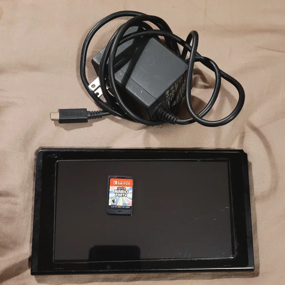Nintendo Switch Console - Black with Charger And Mario Party Game